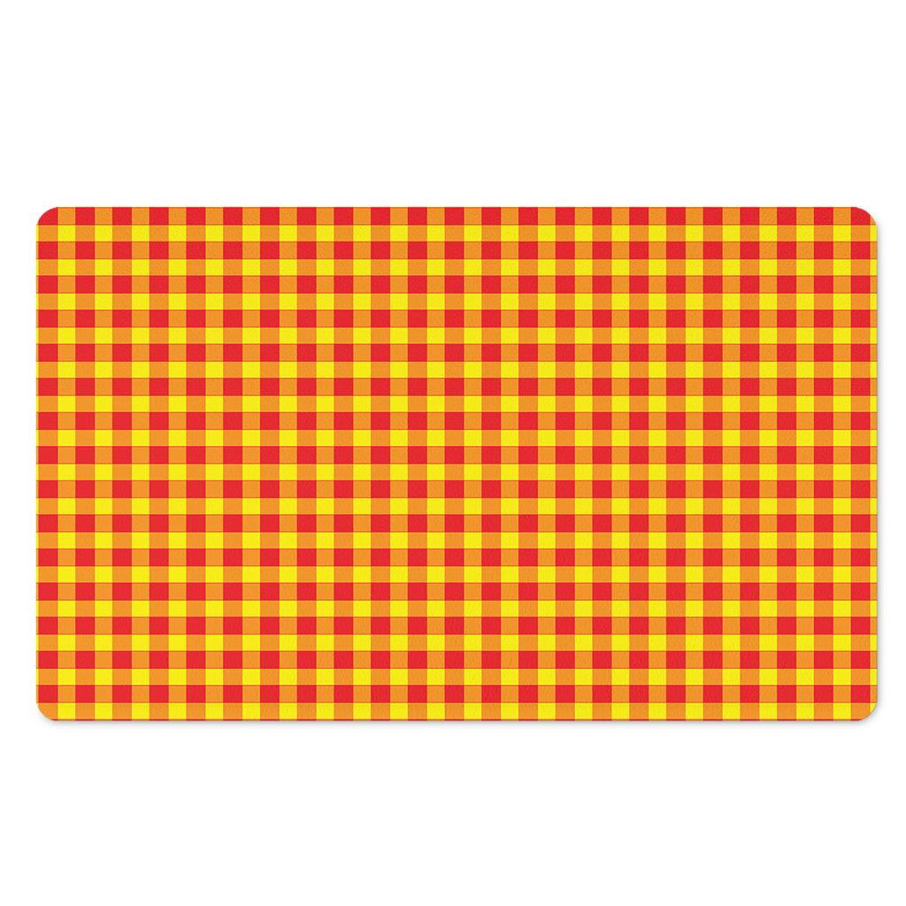 Red And Yellow Check Pattern Print Polyester Doormat