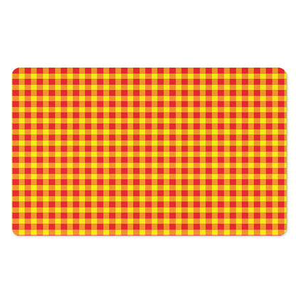 Red And Yellow Check Pattern Print Polyester Doormat