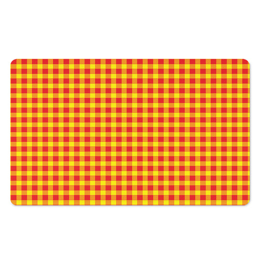 Red And Yellow Check Pattern Print Polyester Doormat