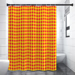 Red And Yellow Check Pattern Print Premium Shower Curtain