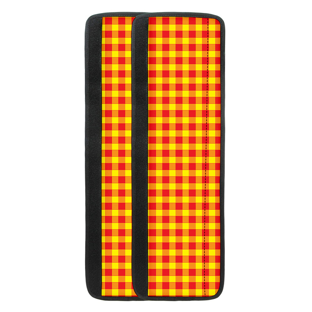 Red And Yellow Check Pattern Print Refrigerator Handle Covers