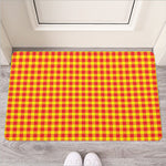 Red And Yellow Check Pattern Print Rubber Doormat