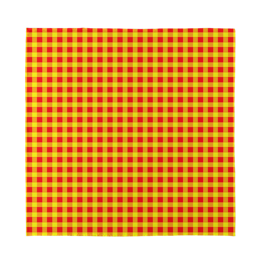 Red And Yellow Check Pattern Print Silk Bandana