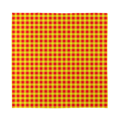 Red And Yellow Check Pattern Print Silk Bandana