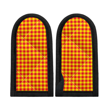 Red And Yellow Check Pattern Print Skillet Handle Cover
