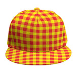Red And Yellow Check Pattern Print Snapback Cap