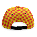 Red And Yellow Check Pattern Print Snapback Cap
