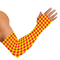 Red And Yellow Check Pattern Print Sun Protection Arm Sleeves