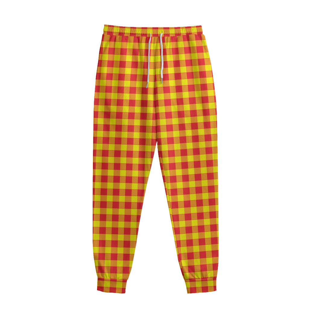 Red And Yellow Check Pattern Print Sweatpants