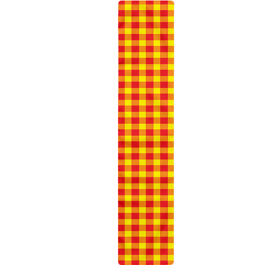 Red And Yellow Check Pattern Print Table Runner