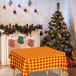 Red And Yellow Check Pattern Print Tablecloth