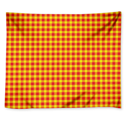 Red And Yellow Check Pattern Print Tapestry