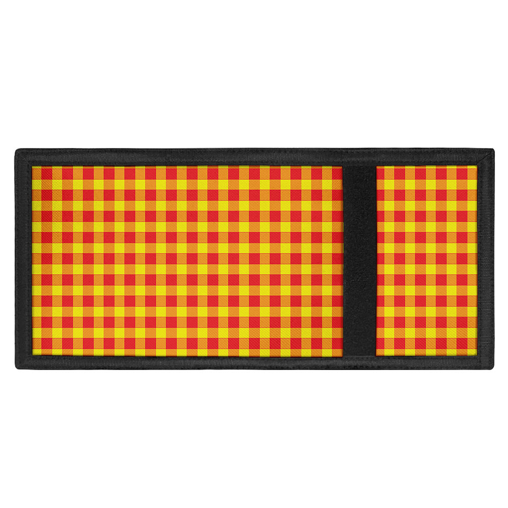 Red And Yellow Check Pattern Print Trifold Wallet
