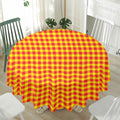 Red And Yellow Check Pattern Print Waterproof Round Tablecloth