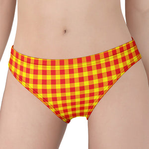 Red And Yellow Check Pattern Print Women's Panties