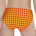 Red And Yellow Check Pattern Print Women's Panties