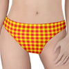 Red And Yellow Check Pattern Print Women's Thong