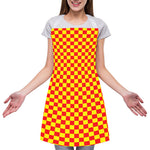 Red And Yellow Checkered Pattern Print Adjustable Apron