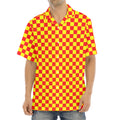 Red And Yellow Checkered Pattern Print Aloha Shirt
