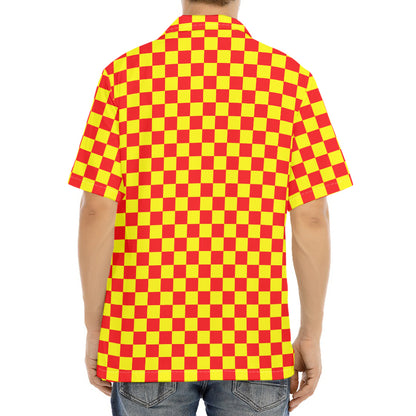 Red And Yellow Checkered Pattern Print Aloha Shirt