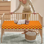 Red And Yellow Checkered Pattern Print Baby Crib Sheet