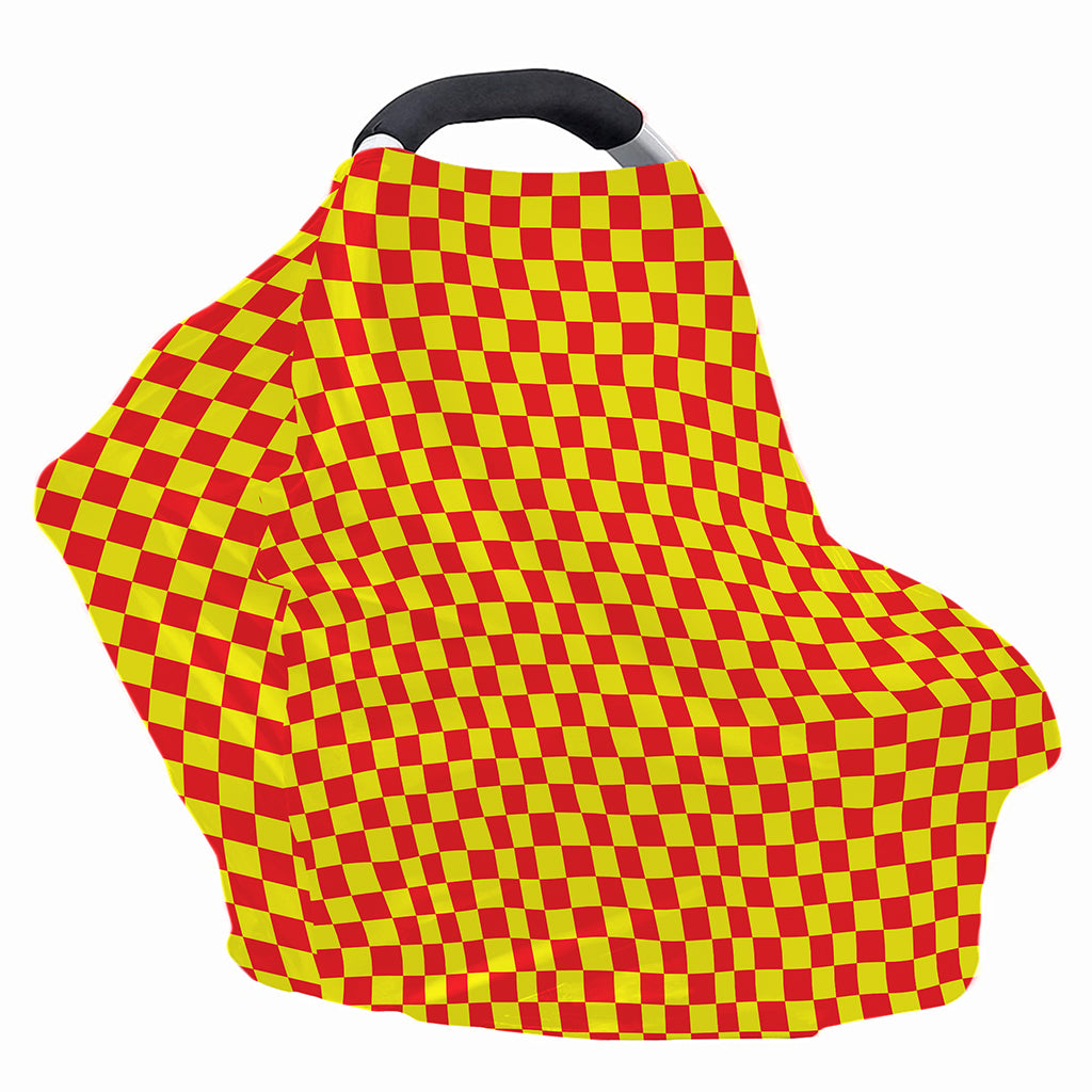 Red And Yellow Checkered Pattern Print Baby Seat Cover
