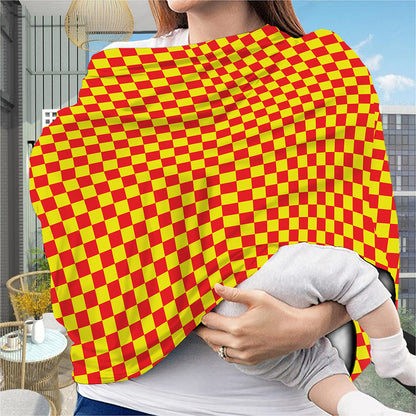 Red And Yellow Checkered Pattern Print Baby Seat Cover