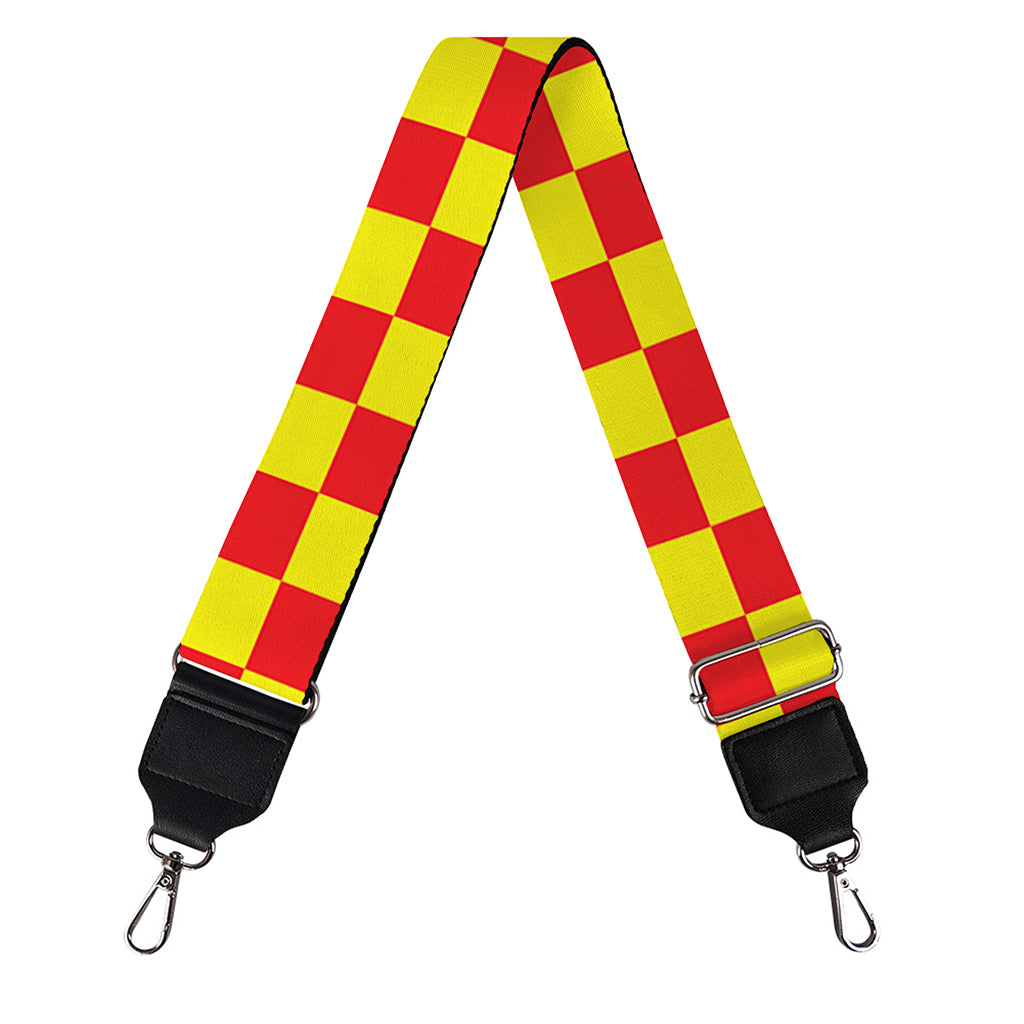 Red And Yellow Checkered Pattern Print Bag Strap