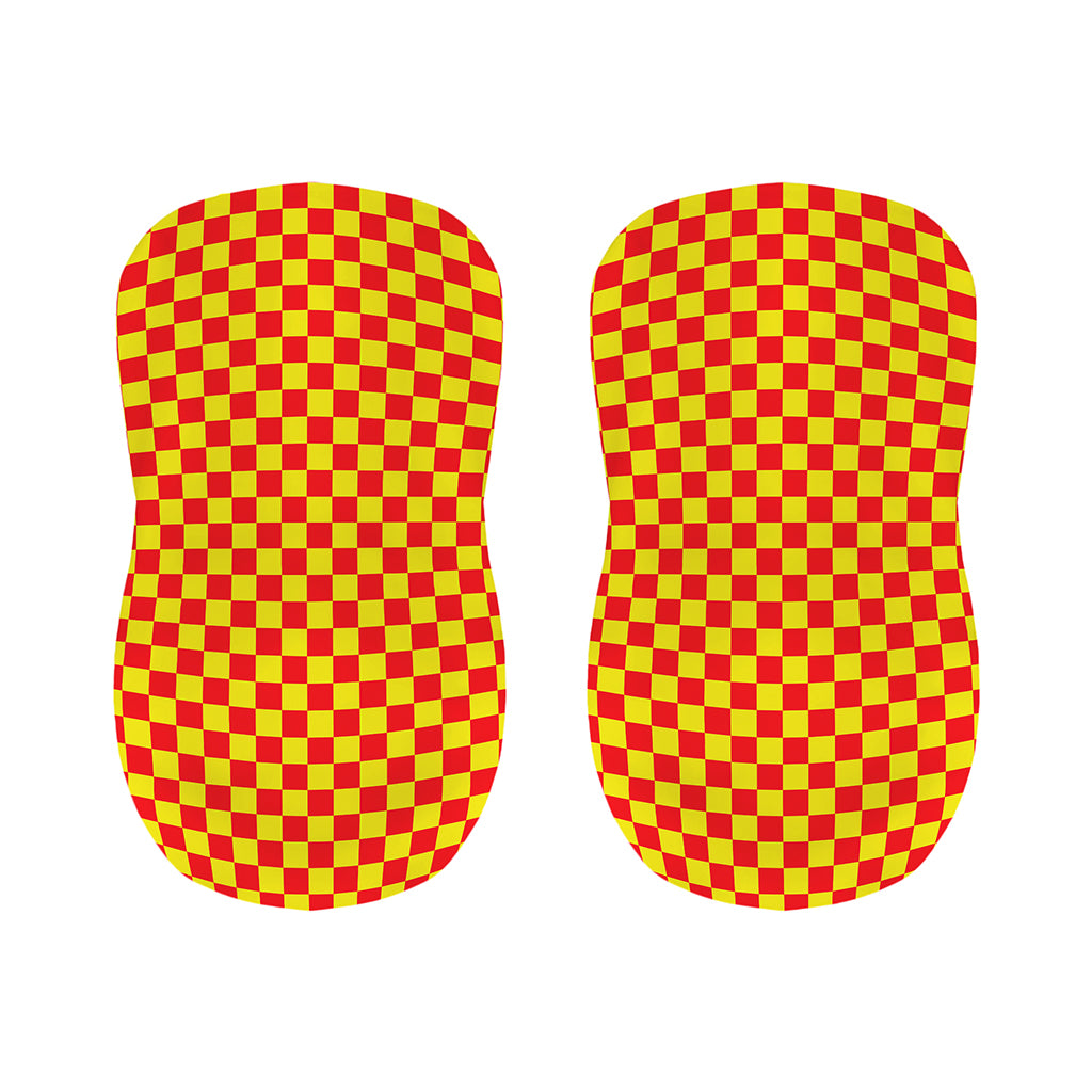 Red And Yellow Checkered Pattern Print Bar Stool Covers