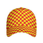 Red And Yellow Checkered Pattern Print Baseball Cap