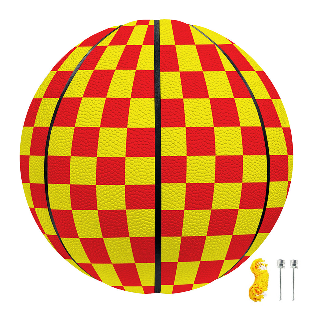 Red And Yellow Checkered Pattern Print Basketball