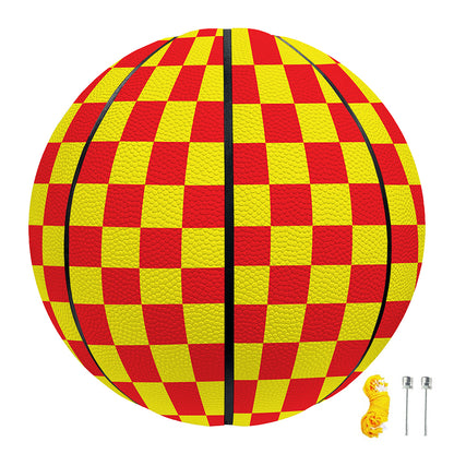 Red And Yellow Checkered Pattern Print Basketball