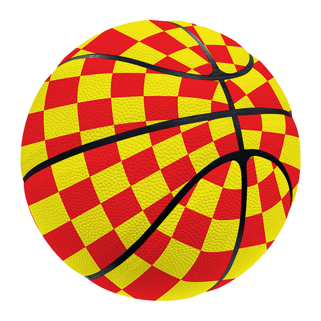 Red And Yellow Checkered Pattern Print Basketball