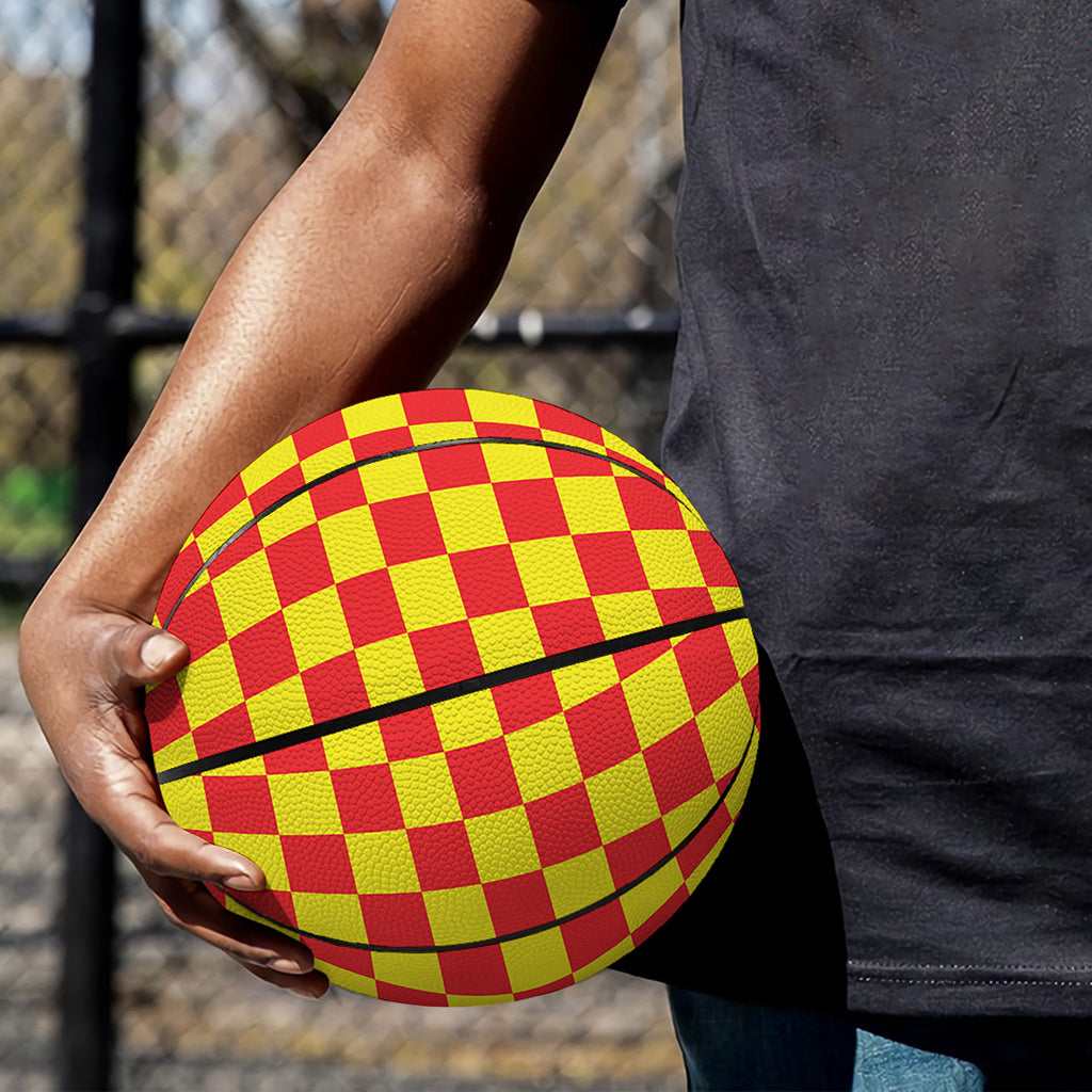 Red And Yellow Checkered Pattern Print Basketball