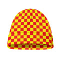 Red And Yellow Checkered Pattern Print Beanie