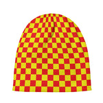 Red And Yellow Checkered Pattern Print Beanie