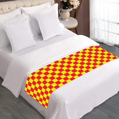 Red And Yellow Checkered Pattern Print Bed Runner