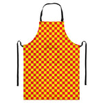 Red And Yellow Checkered Pattern Print Bib Apron With Pocket