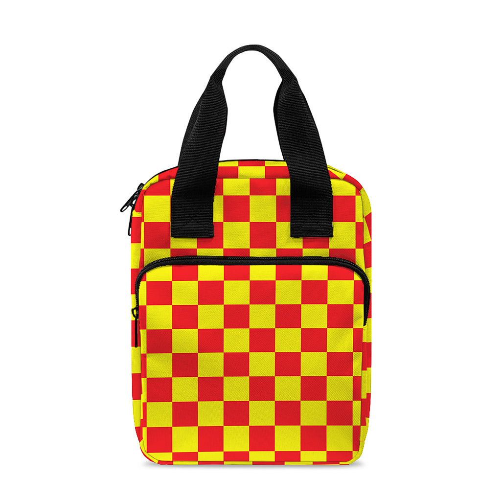 Red And Yellow Checkered Pattern Print Bible Tote Bag