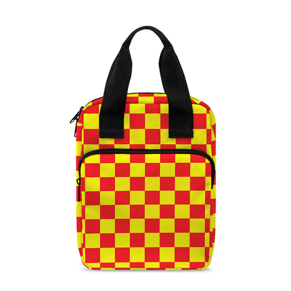 Red And Yellow Checkered Pattern Print Bible Tote Bag