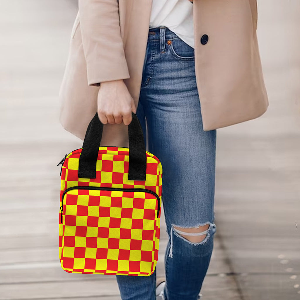 Red And Yellow Checkered Pattern Print Bible Tote Bag