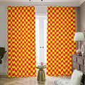 Red And Yellow Checkered Pattern Print Dimout Pencil Pleat Curtains