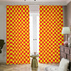 Red And Yellow Checkered Pattern Print Blackout Pencil Pleat Curtains