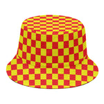 Red And Yellow Checkered Pattern Print Bucket Hat
