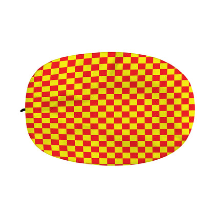 Red And Yellow Checkered Pattern Print Car Side Mirror Covers