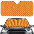 Red And Yellow Checkered Pattern Print Car Windshield Sun Shade