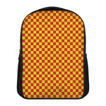 Red And Yellow Checkered Pattern Print Casual Backpack