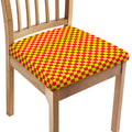 Red And Yellow Checkered Pattern Print Chair Cushion Cover