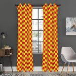 Red And Yellow Checkered Pattern Print Curtain