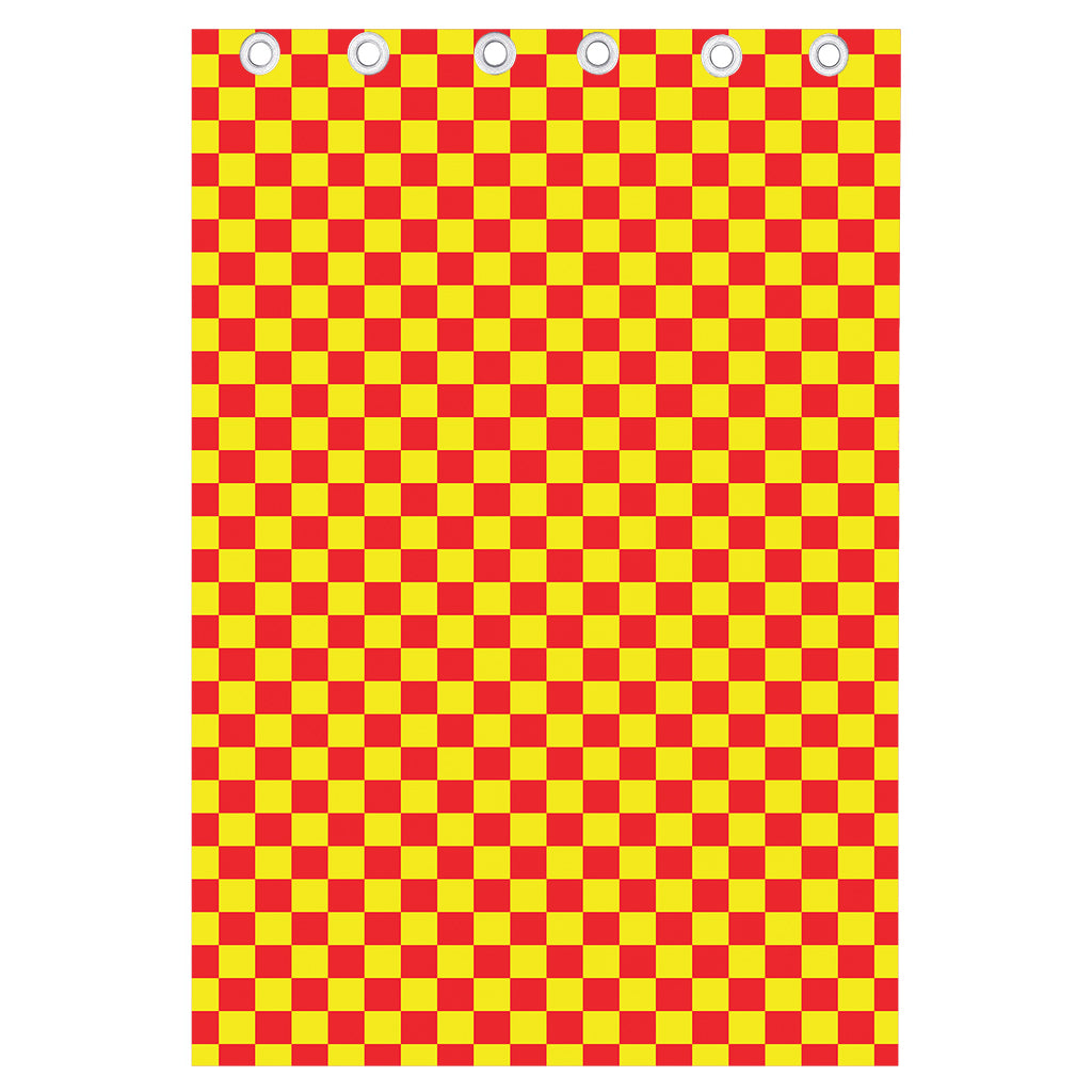 Red And Yellow Checkered Pattern Print Curtain